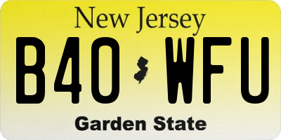 NJ license plate B40WFU