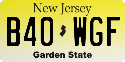 NJ license plate B40WGF