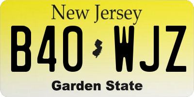 NJ license plate B40WJZ