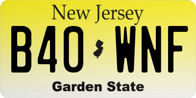 NJ license plate B40WNF