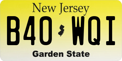 NJ license plate B40WQI