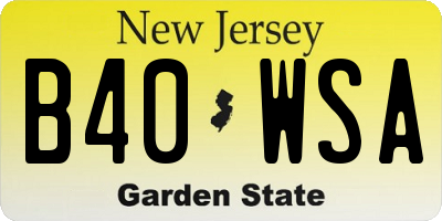 NJ license plate B40WSA