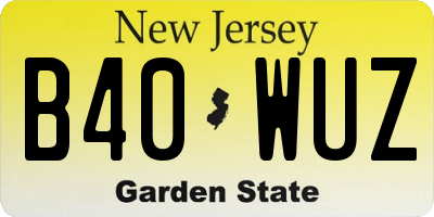 NJ license plate B40WUZ