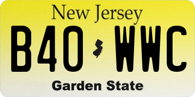 NJ license plate B40WWC