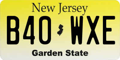 NJ license plate B40WXE