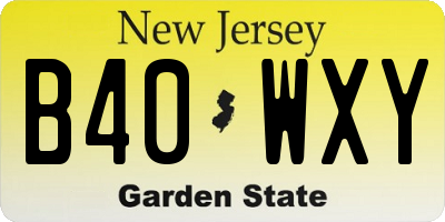 NJ license plate B40WXY