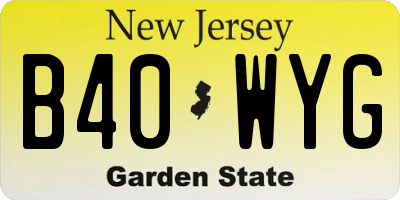 NJ license plate B40WYG