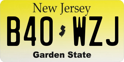NJ license plate B40WZJ