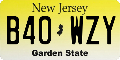 NJ license plate B40WZY
