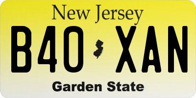 NJ license plate B40XAN