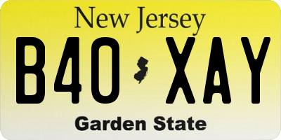 NJ license plate B40XAY