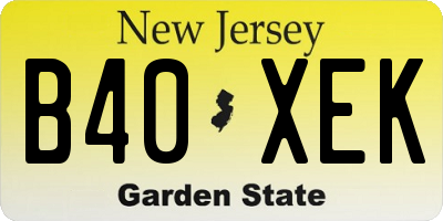 NJ license plate B40XEK