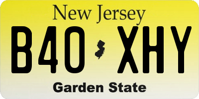 NJ license plate B40XHY
