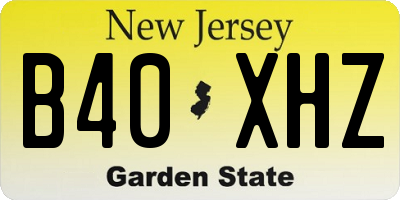 NJ license plate B40XHZ