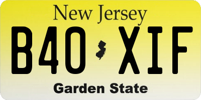 NJ license plate B40XIF