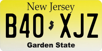 NJ license plate B40XJZ