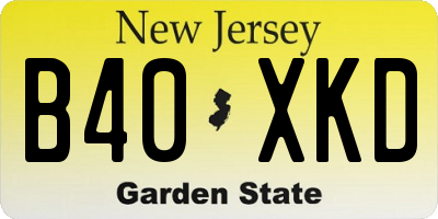 NJ license plate B40XKD