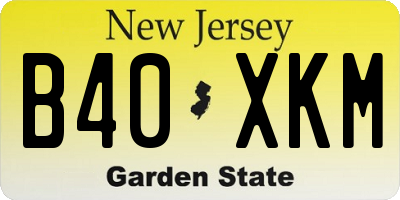 NJ license plate B40XKM