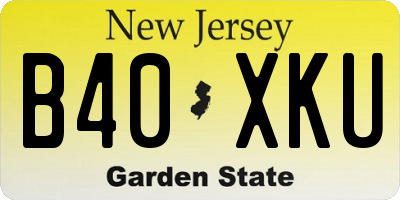 NJ license plate B40XKU