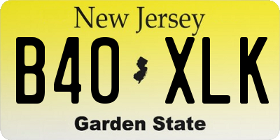 NJ license plate B40XLK