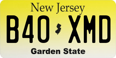 NJ license plate B40XMD
