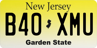 NJ license plate B40XMU