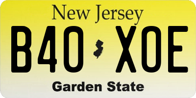 NJ license plate B40XOE