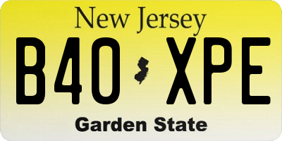 NJ license plate B40XPE