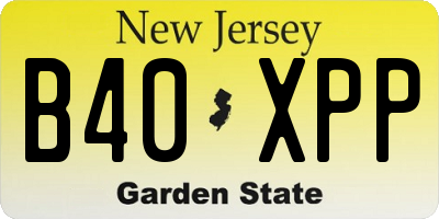 NJ license plate B40XPP