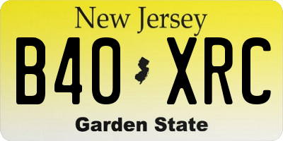 NJ license plate B40XRC
