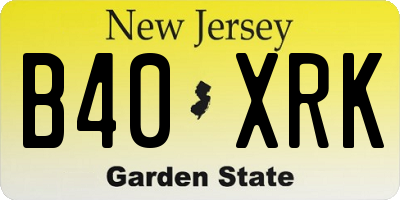 NJ license plate B40XRK
