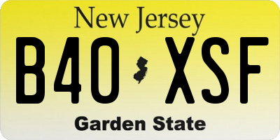 NJ license plate B40XSF