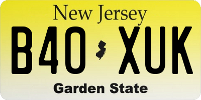 NJ license plate B40XUK