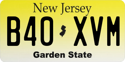 NJ license plate B40XVM