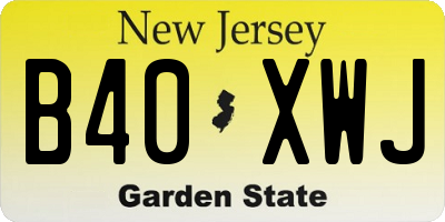 NJ license plate B40XWJ