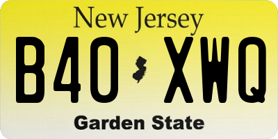 NJ license plate B40XWQ