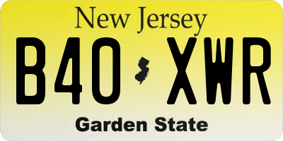 NJ license plate B40XWR