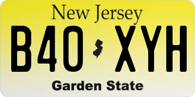 NJ license plate B40XYH