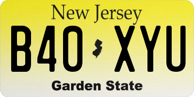 NJ license plate B40XYU