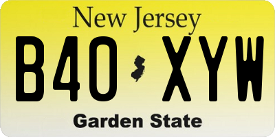 NJ license plate B40XYW