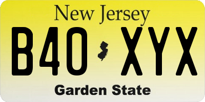 NJ license plate B40XYX