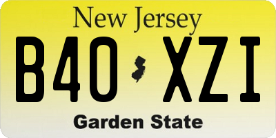 NJ license plate B40XZI