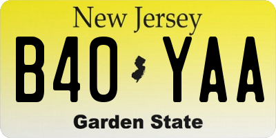 NJ license plate B40YAA