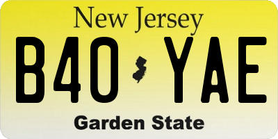 NJ license plate B40YAE