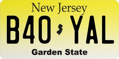 NJ license plate B40YAL