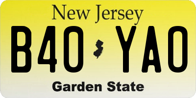 NJ license plate B40YAO