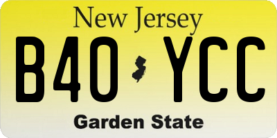 NJ license plate B40YCC