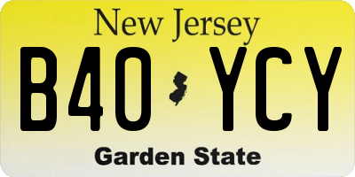 NJ license plate B40YCY