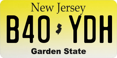NJ license plate B40YDH
