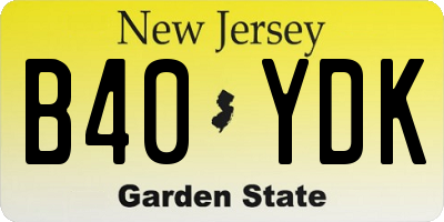 NJ license plate B40YDK